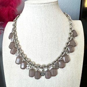 Grey Silver Thick Chain Necklace with Charms